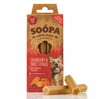 Soopa Dental Sticks met cranberry & zoete aardappel hondensnack Per stuk - thumbnail