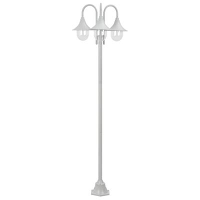 vidaXL Paalverlichting tuin E27 220 cm aluminium wit 3-delig