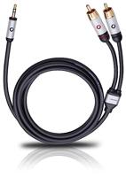 OEHLBACH i-Connect Audio Kabel J-35/R - Jack 3,5 mm naar 2 x RCA - Analoog - Stereo - Zwart - 1,5m