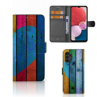 Samsung Galaxy A13 (4G) Book Style Case Wood Heart - Cadeau voor je Vriend