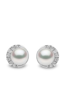 Yoko London puces d'oreilles Trend en or blanc 18ct ornées de diamants et de perles - Argent