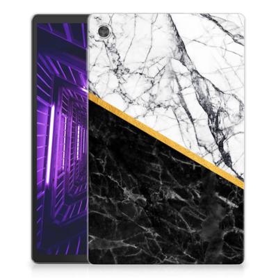 Lenovo Tab M10 Plus Tablet Back Cover Marmer Wit Zwart - Origineel Cadeau Man Lenovo Tab M10 Plus Tablet Back Cover Marmer Wit Zwart - Origineel Cadeau Man