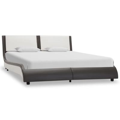 vidaXL Bedframe kunstleer grijs en wit 140x200 cm