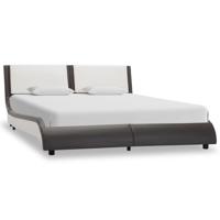 vidaXL Bedframe kunstleer grijs en wit 140x200 cm