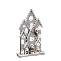 House of Seasons Huis Decoratief Object - 26x8x43 cm - Hout - Grijs - thumbnail