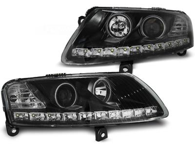 Tuning-Tec Koplampen met parkeerlicht voor Audi A6 C6 04 04-08 ANGEL EYES LED ZWART