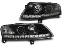 Tuning-Tec Koplampen met parkeerlicht voor Audi A6 C6 04 04-08 ANGEL EYES LED ZWART