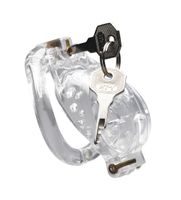 Double Lockdown Locking Customizable Chastity Cage - Clear - thumbnail