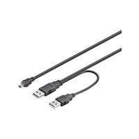 Wentronic USB-kabel (2 x A-stekker op 5-polige mini B-stekker) 0,6 m