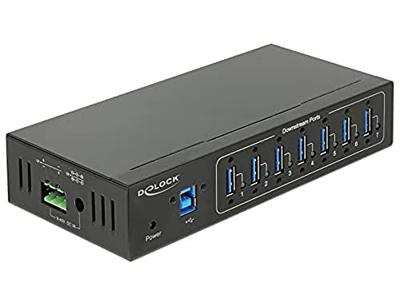 DeLock externe industriële hub 7 x USB 3.0 type A USB-hub, zwart