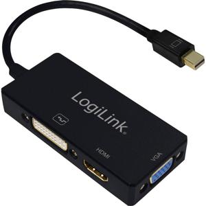 LogiLink CV0110 Adapter [1x Mini-DisplayPort stekker - 1x DVI-bus 24+1-polig, HDMI-bus, VGA-bus] Zwart