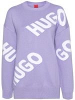 HUGO pull à logo en intarsia - Violet - thumbnail