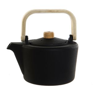 Items Kitchen Theepot - gietijzer - 1300 ml - mat zwart