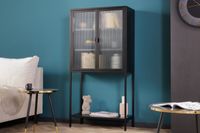 Industriële vitrine DURA STEEL 150cm schwarz metalen Riffelglas highboard - 41725