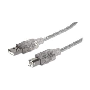 Manhattan USB-kabel USB 2.0 USB-A stekker, USB-B stekker 1.80 m Zilver 333405