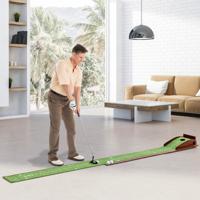 274 cm Golf Putting Oefenmat Golf Puttingbaan met Automatische Balterugloop met 1 Hole Richtlijn 3 Golfballen voor Binnen/Buiten Gebruik