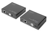DIGITUS DS-55505 HDMI KVM Extender (HDBaseT) - UHD 4K/60 Hz - 100 m via LAN-kabel (HDBaseT 100 m) - Set: Zender & Ontvanger - Audio - HDMI 1.4 & HDCP 2.2 & HDBaseT 2.0