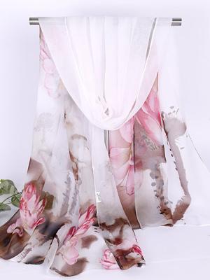 Vintage Boheems Bloemen Afdrukken Lang Sjaal Ademend Sneldrogend