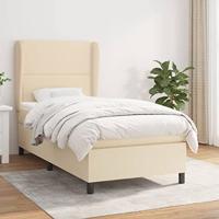 vidaXL Boxspring met matras stof crèmekleurig 90x190 cm, bed, boxspringbed, tweepersoonsbed, slaapmeubel, boxspring bed, bed met matras, bedframe