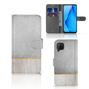 Huawei P40 Lite Book Style Case Wood Concrete