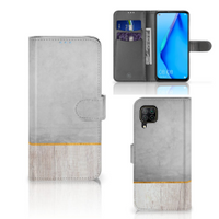 Huawei P40 Lite Book Style Case Wood Concrete - thumbnail