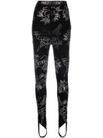 Philipp Plein legging imprimé à détails sous-pieds - Noir