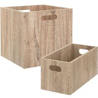 Set van 2x stuks opbergmanden/kastmanden 7 en 29 liter naturel van hout 31 cm