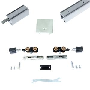 Xperta set 6m rail - alu - Plafond opbouw - Dubbele deur - inbouw auto fix - Set Eindkappen