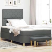 vidaXL Boxspring Bed met Matras & Bank Donkergrijs 120x190 cm Stof