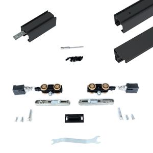 Xperta set 2m rail - Zwart - vloerplint - Enkele deur - inbouw manual fix