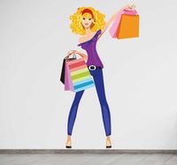 Sticker shoppen vrouw solden - thumbnail