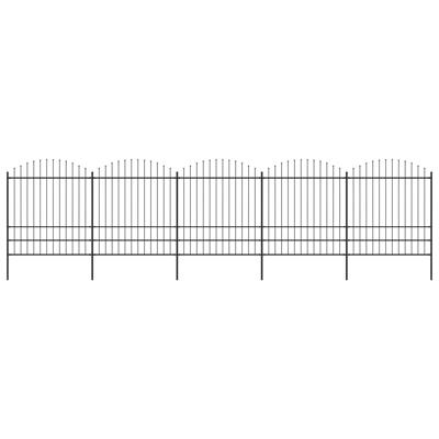 vidaXL Tuinhek met speren bovenkant (1,75-2)x8,5 m staal zwart