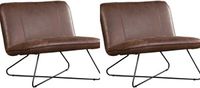 Set van 2 Bruine leren industriële fauteuils zonder armleuning Smile - Vintage Leer Brown (bruin leer)