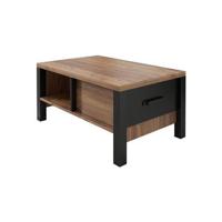 Meubella Salontafel Olivia - Zwart - Eiken - 90 cm