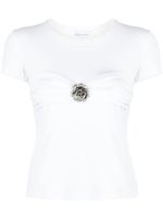 Blumarine t-shirt en coton à appliqués fleurs - Blanc - thumbnail