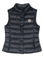 Moncler Enfant gilet matelassé à patch logo - Bleu - thumbnail