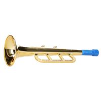 Plastic speelgoed trompet goud 23 cm   -