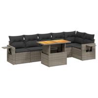 vidaXL 7-delige Loungeset met kussens poly rattan grijs, tuinset, tuinmeubel, terrasset, tuinbank, terrasmeubel, loungebank, loungeset tuin