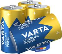 Varta Longlife Power D Mono LR20 Batterij (verpakking met 4 stuks) Alkaline Batterijideaal voor speelgoed zaklamp CD-speler en andere apparaten op batterijen, 4 delig
