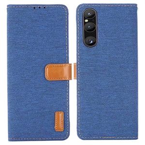 Sony Xperia 1 V Jeans Series Portemonnee Hoesje - Blauw