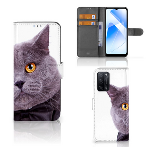 OPPO A16/A16s/A54s Telefoonhoesje met Pasjes Kat