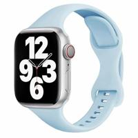By Qubix - Sportbandje Slim Fit - Lichtblauw - Compatible met Apple Watch 44mm / 45mm / 46mm / 49mm - Compatible Apple watch bandjes