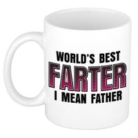 Vaderdag cadeau mok - wit - 300 ml - worlds best farter - Cadeau mokken