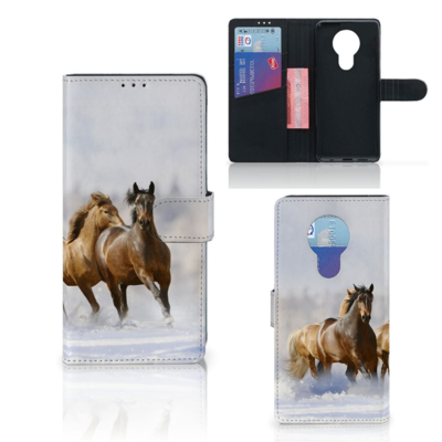 Nokia 5.3 Telefoonhoesje met Pasjes Paarden Nokia 5.3 Telefoonhoesje met Pasjes Paarden
