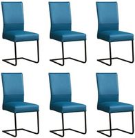 Set van 6 Blauwe leren industriële eetkamerstoelen Remix - poot vierkant zwart - Toledo Leer Turquoise (blauw leer)