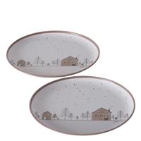 Boltze Home Decoratiebord Homewood Met Dessin Van Huisjes En Kerstbomen Metaal