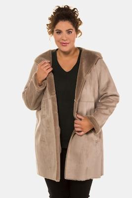 Ulla Popken Jas, knoopsluiting, capuchon, 2 zakken - Grote Maten