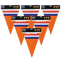 Bellatio Decorations Slinger oranje - 6 stuks - Holland vlaggenlijn - 10 meter   - - thumbnail