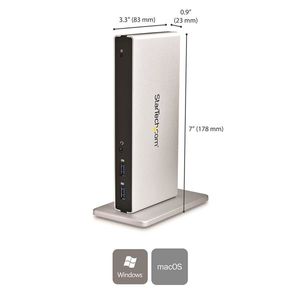 StarTech.com Universeel USB 3.0 laptop docking station met Dual DVI Video HDMI & VGA adapters, 2 USB