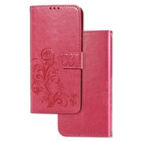 Xiaomi Redmi Note 10S hoesje - Bookcase - Pasjeshouder - Portemonnee - Bloemenprint - Kunstleer - Roze - thumbnail